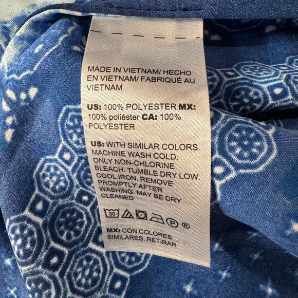 Chico’s SZ 2.5 (Large) Maxi Dress V-Neck Sleeveless Pleats Stretch Rear Zip Blue - Picture 9 of 9